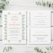 Sage Green Leaves en Coral Vrijgezellenfeest Invit Kaart (Personaliseer de collectie van deze zelfstandige maker.)