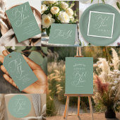 Sage Groene Minimalistische Kalligrafie Dank u Cadeaulabel