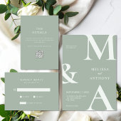 Modern minimalistisch Sage Green Wedding Magnetische Uitnodiging