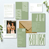 Sage Vette Namen Typografie Ultra Moderne Bruiloft Kaart