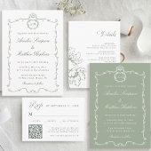 Sage Green All in One Modern Classic Wedding Kaart