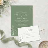Dark Sage Green Botanical Wedding Menu