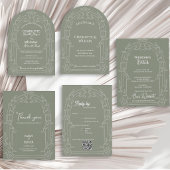 Sage Green Ornate Arch Botanical Wedding Favor Cadeaulabel