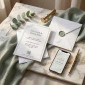 Salie Groene Stille Luxe QR Code Huwelijk Kaart