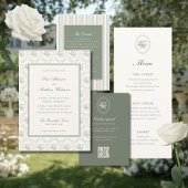 Sage Green Bow Frame Wedding Details Informatiekaartje