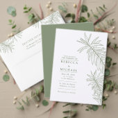 Sage Green Elegant Minimalistische Botanische QR-c RSVP Kaartje (Personaliseer deze collectie van deze onafhankelijke maker. Test)
