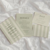 Sage Green Stripes Wedding Kaart