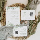 Sage Green Toile Classic Floral Wedding Programmakaart