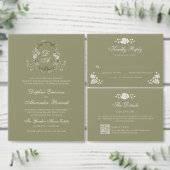Botanische Saliegroene Monogram Ronde Sticker (Personaliseer de collectie van deze zelfstandige maker.)