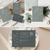 Sage groene RSVP kaart met QR code en script lette