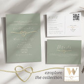 Modern Sage Green Wedding Program Kaart