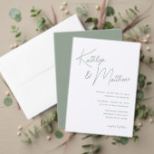 Sage Groen Modern Whimsical Script Bruiloft RSVP Kaartje (Personaliseer deze collectie van deze onafhankelijke maker. Test)