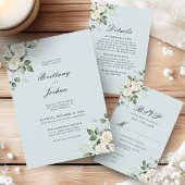 Salie Groene Witte Bloemrijke Script QR Code Trouw Kaart