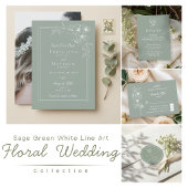 Boho Botanische Saliegroene Wildbloem Bruiloft Kaart