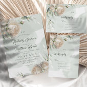 Sage Green Roses Greenery Wedding Kaart