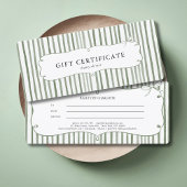 Yellow White Stripe Vintage Bow Gift Certificate