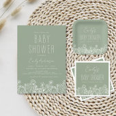 Sage Groene Luier Raffle Wildflower Baby shower Informatiekaartje