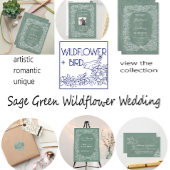 Sage Vogel Bloemen Foto Land Rustiek Save Date Aankondigingskaart