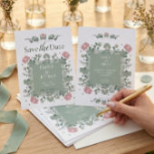 Salie Groene Wilde Bloem Folk Bruiloft Menu