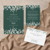Greenery Floral Emerald Green Wedding Program Handwaaier (Personaliseer de collectie van deze zelfstandige maker.)