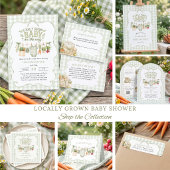 Groene Gingham Baby Shower Etiket