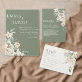 Neutraal Ivoor Floral Salie groen Huwelijk Servet (Personaliseer de collectie van deze zelfstandige maker.)