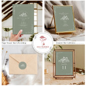 Line Art Schuur Sage Groen Boerderij Herfst Bruilo Ronde Sticker