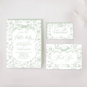 Sage Bow Baby shower Boek Informatiekaartje