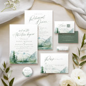 Sage Mountain Forest Rustic QR-code Details Plaatskaartje