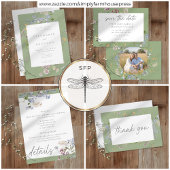 Sage Wildflower Garden Elegant Wedding Kaart