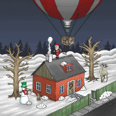 Santa's Hot Air Balloon Flight Feestdagen Kaart