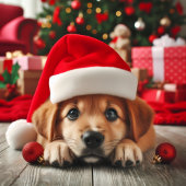 Kleine Helper Puppy van Kerstman Kaart