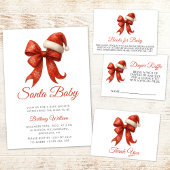 Elegant Santa Baby shower Red Bow Christmas Ronde Sticker