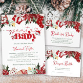 Kerst Baby shower Dank u voor uw gunst Ronde Sticker