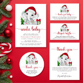 Santa Elephant Christmas Baby Shower Bedankkaart