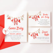 Red Santa Baby Baby Shower Invitation Kaart