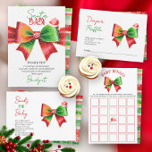 Merry Little Baby shower bow, snowflakes Christmas Kaart