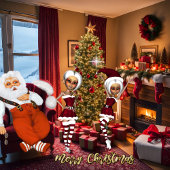 Sinterklaas en elfen na het werk. douchegordijn