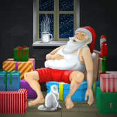 Kerstman Koffietijd Feestdagenkaart