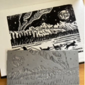 Noors "Vrolijk kerstfeest" Lino Print Sticker