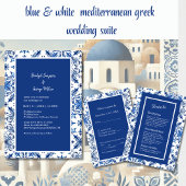 Santorini Blauw wit Mediterraan Huwelijksadres Etiket