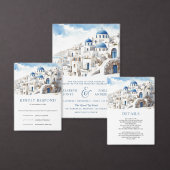Watercolor Santorini Greece Wedding RSVP Kaartje (Personaliseer de collectie van deze zelfstandige maker.)