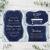 Sapphire Blue Roos Gold Geode Wedding Routebeschri Informatiekaartje (Personaliseer de collectie van deze zelfstandige maker.)