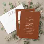 Terracotta moderne rustieke bruiloft all in one uitnodiging (Personaliseer deze collectie van deze onafhankelijke maker. Test)