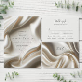 Elegant white Satin wedding invitation Kaart (Personaliseer de collectie van deze zelfstandige maker.)