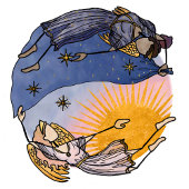 Nyx en Hespera (nacht en dag) Oudgrieks Ornament Kaart