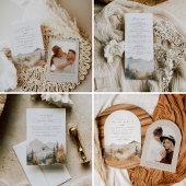 Waterverf Mountain bruiloft alles in één uitnodigi All In One Uitnodiging