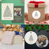 Nordic Christmas Tree Familie Foto Vakantie Kaart