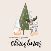 Cute nordic gnome kerst feestdagenkaart