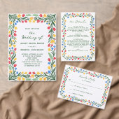 Kleurrijke Scandinavische Wilde Bloemen Bruiloftsd Menu (Personaliseer de collectie van deze zelfstandige maker.)
